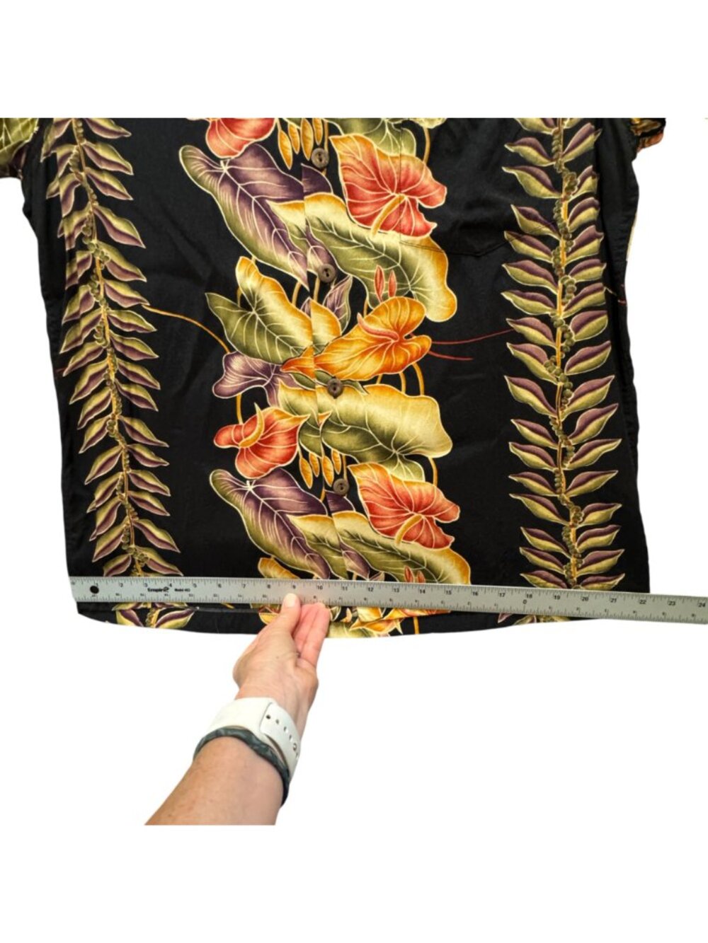 Kamehameha Vintage Hawaiian Men's Shirt M Button-Up Vibrant Tropical Print Black - Picture 11 of 12